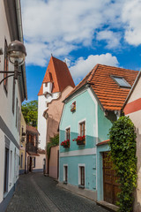 Traditional houses in Ceske Budejovice, Czech Republic