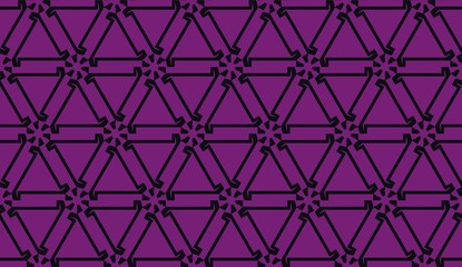 Vector seamless illustration. COLOR 1 COLOR 2. For you home interior wallpaper, fashion print. Original interior background in triangles style. Purple addiction color.