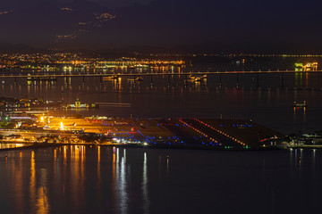 landscape of the city of Rio de Janeiro at night, South zone of Rio.