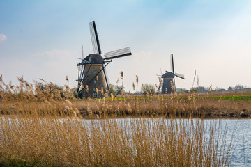 Windmills in Kinderdijk , Netherlands