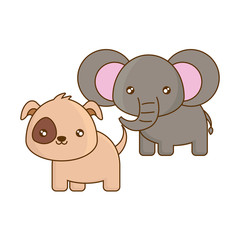 cute dog with elephant animals isolated icon