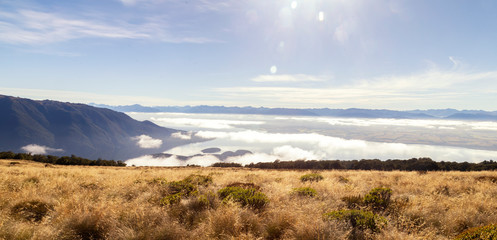 Kepler Track. Panoramic great walk in South Island in New Zealand.