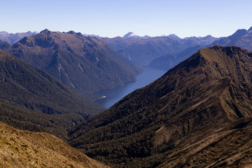 Kepler Track. Panoramic great walk in South Island in New Zealand.