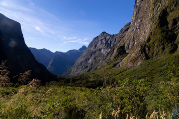 Milford Sound, New Zealand - Milford Sound valley in Fiordland National Park.