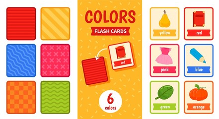Kids learning material. Card for learning colors.