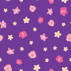 Tiny ditsy tropical flowers seamless pattern print