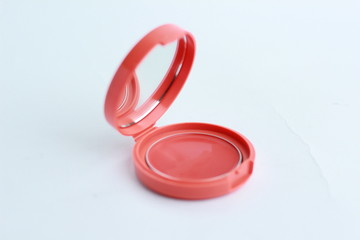 Cream blusher compact with mirror. women beauty product.