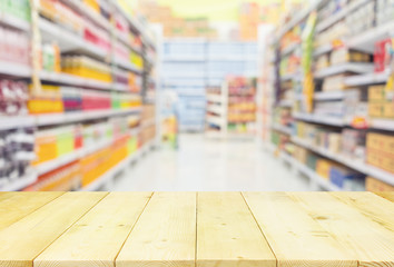Supermarket or retail store blur background. That is a self-service shop offer grocery and variety...
