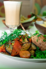 National Jewish dish - pike cutlet with vegetables
