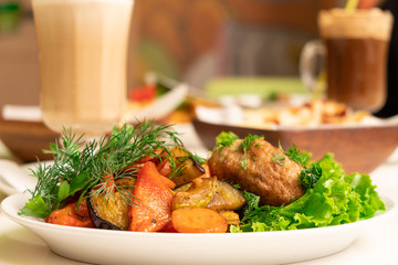 National Jewish dish - pike cutlet with vegetables