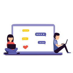 Virtual Relationship, online dating and social networking concept vector template design illustration