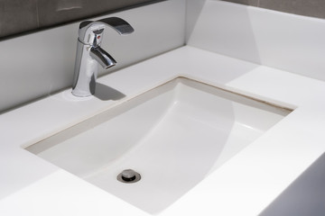 Modern faucet with wash basin sink counter bathroom interior contemporary