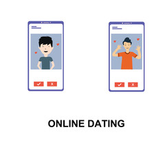 Virtual Relationship, online dating and social networking concept vector template design illustration