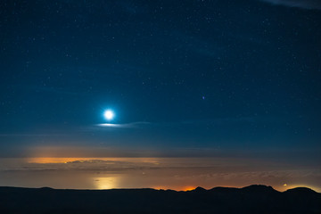 Fototapeta na wymiar Night sky and the milky way galaxy seen from Mount Teide national park