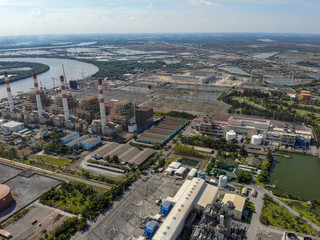 Fototapeta premium Aerial view Power plants, petrochemical plants.