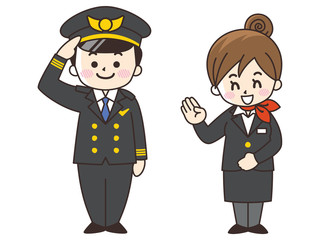 パイロットの男性とCAの女性