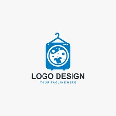 Laundry logo design icon vector. Machine laundry concept illustration. Bubble icon design. Business logo design element.