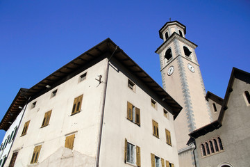 Fototapeta na wymiar historic church in the alpine village of Tuenno, Italy