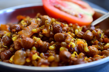 Healthy breakfast with fresh veg grains