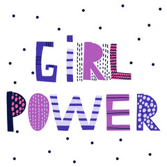 Fototapeta premium Kids vector print text Girl Power. Hand drawn original lettering.