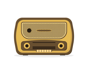 old retro radio on white background, vector