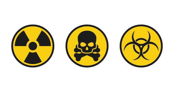 danger signs, radiation radiation color flat icons