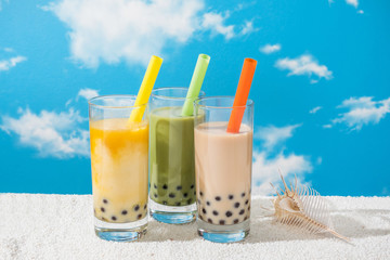 タピオカアイスティー　タピオカドリンク　Asian style Tapioca bubble tea