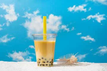 タピオカアイスティー　タピオカドリンク　Asian style Tapioca bubble tea