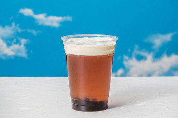 タピオカアイスティー　タピオカドリンク　Asian style Tapioca bubble tea