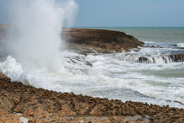 Sun of summer time on sky and sand of beach, landscape