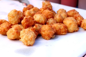fried nuggets at street food