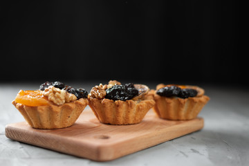 healthy food. cupcakes with vitamins. dried apricots prunes walnut