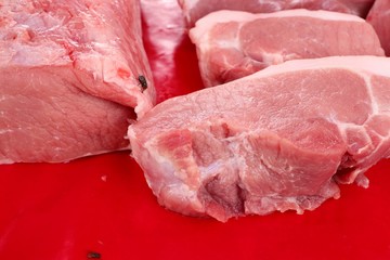 fresh pork meat in market