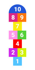 Hopscotch. Childrens game classes colored with numbers.