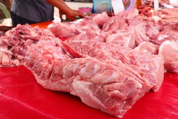 fresh pork meat in market