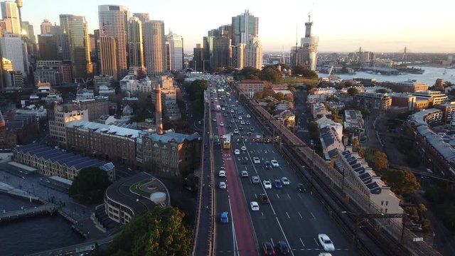 Sydney CBD and Darling Harbour. Sydney Harbour Panorama - View from the south-eastern pylon containing the tourist lookout towards the CBD in South Sydney