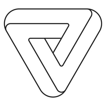 Impossible triangle monochrome vector shape.