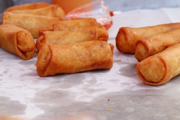 spring rolls at street food