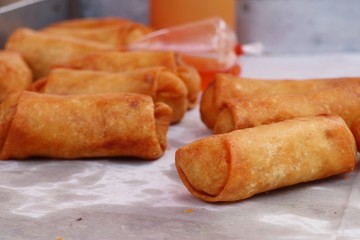 spring rolls at street food