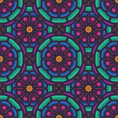 Mandala seamless pattern with rounded floral ethnic mandala ornament. Tribal pattern background