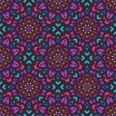 Mandala seamless pattern with rounded floral ethnic mandala ornament. Tribal pattern background
