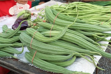 fresh luffa in the market