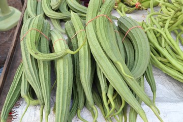 fresh luffa in the market