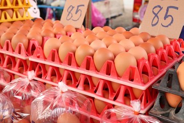 Hen egg in the market