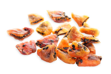 Slices of dried passion isolated on white background.