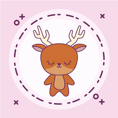 cute reindeer animal in frame circular