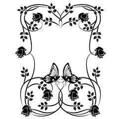 graphic element flowers, butterflies and frame