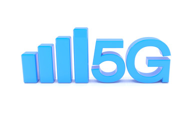 3d rendering of the fast 5G mobile network - blue