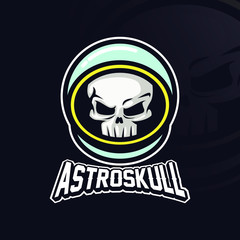 Astronaut Skull vector mascot logo design with modern illustration concept style for badge, emblem and tshirt printing. angry Skull astronaut illustration for sport and esport team.