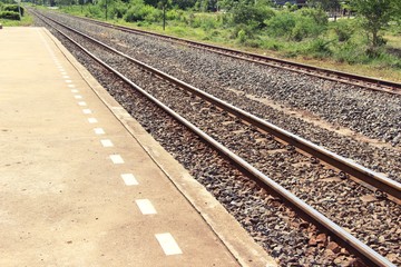 Naklejka premium Old railroad tracks vintage style for trains